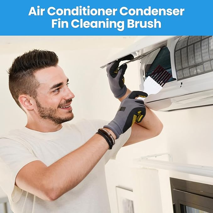 3 Pcs Air Conditioner Condenser Fin Comb Cleaner Kit, Ac Coil Cleaner Brush,1 Stainless Steel Radiator Fin Comb Straightener Refrigerator Tools with 2 Evaporator Radiator Clean Tool