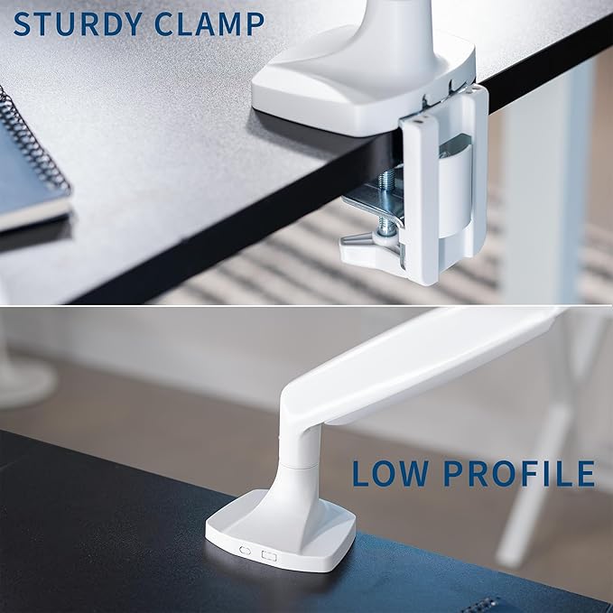 VIVO Premium Aluminum Heavy Duty Single Monitor Arm for Ultrawide Monitor up to 40 inches and 32.5 lbs, Desk Mount Stand, Pneumatic Height, Max VESA 100x100, White, STAND-V101QW
