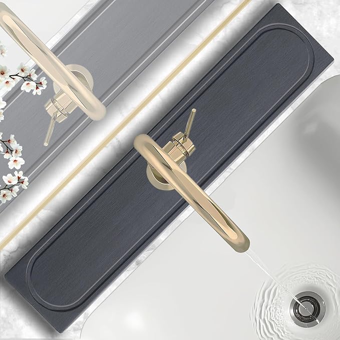 Faucet Mat for Kitchen Sink with Raised Feet, Fast Drying Diatomite Stone Sink Tray, Water Absorbent Faucet & Sink Splash Guard, Prevents Moisture Buildup, Durable Protector for Bathroom Counter
