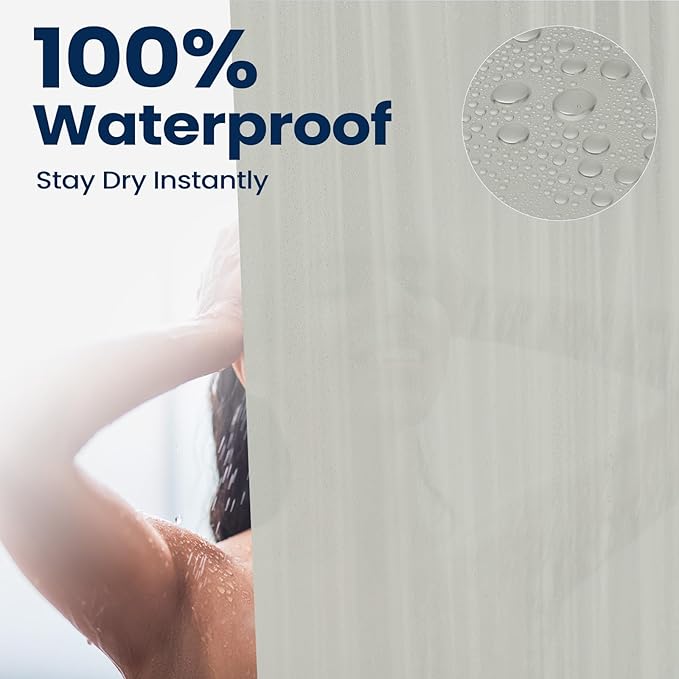 downluxe Waterproof Frosted Shower Curtain Liner - PEVA Lightweight Plastic Shower Liner with 3 Magnets, Shower Curtains for Bathroom, 72" x 72", Grey