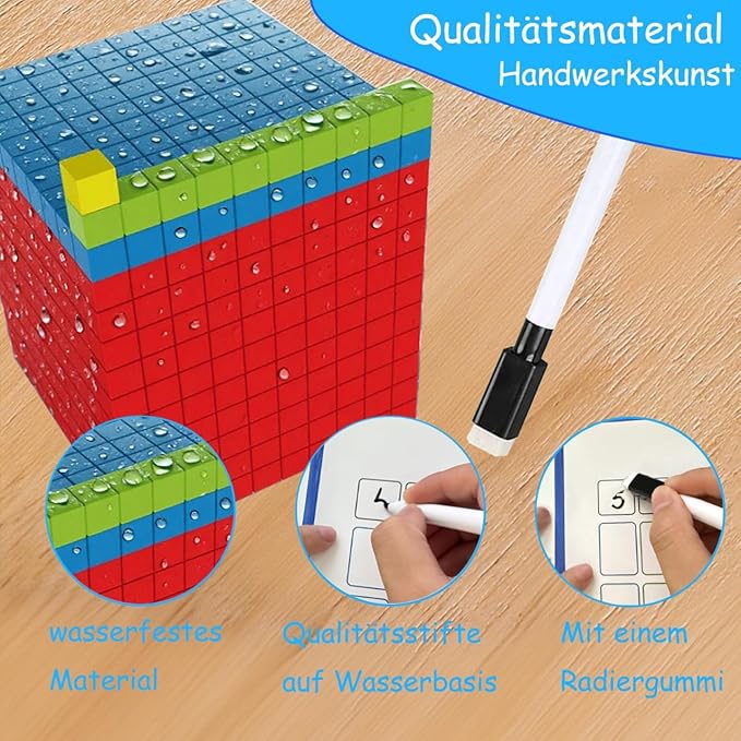 Plastic Base Ten Blocks with Place Value Chart, Math Manipulatives for Kids, Math Cubes for Kindergarten 1st-3rd Grade, Counting Cubes for Math Learning Tools, 137 Pcs