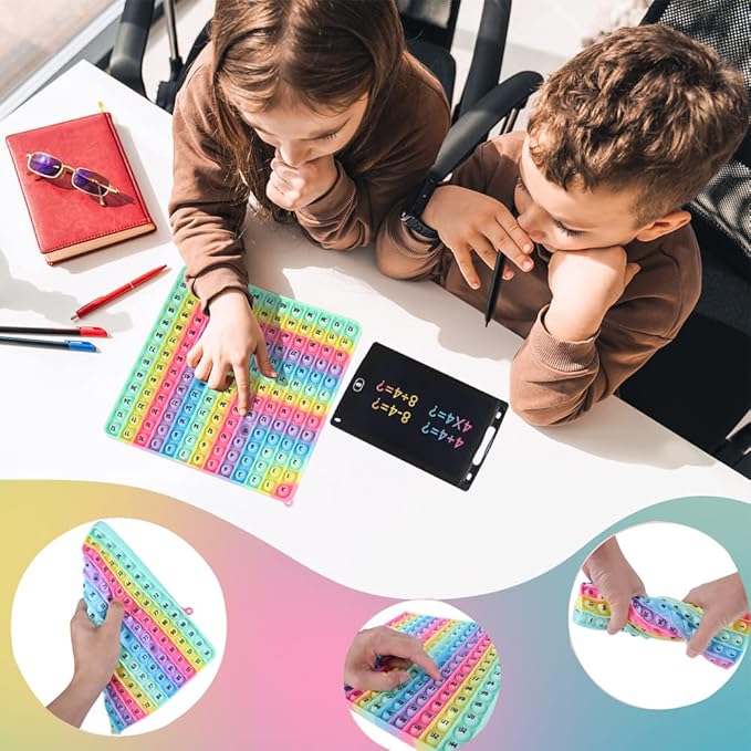 Multiplication & Addition Game Table Division Flash Cards 3rd Grade pop-up Fidget Math Toy, Create Various Math Learning Toy Times Table Number Blocks (Double-Sided Printed)