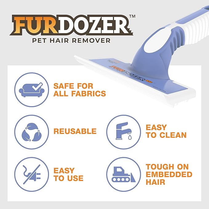 FurDozer Pet Hair Remover & Auto Detailing Tools - Cat & Dog Hair Remover for Carpets, Car Interiors, Couches, Bedding, & Pet Furniture (Purple, (3 Pack) - X6, X3 PRO, X3 MINI)