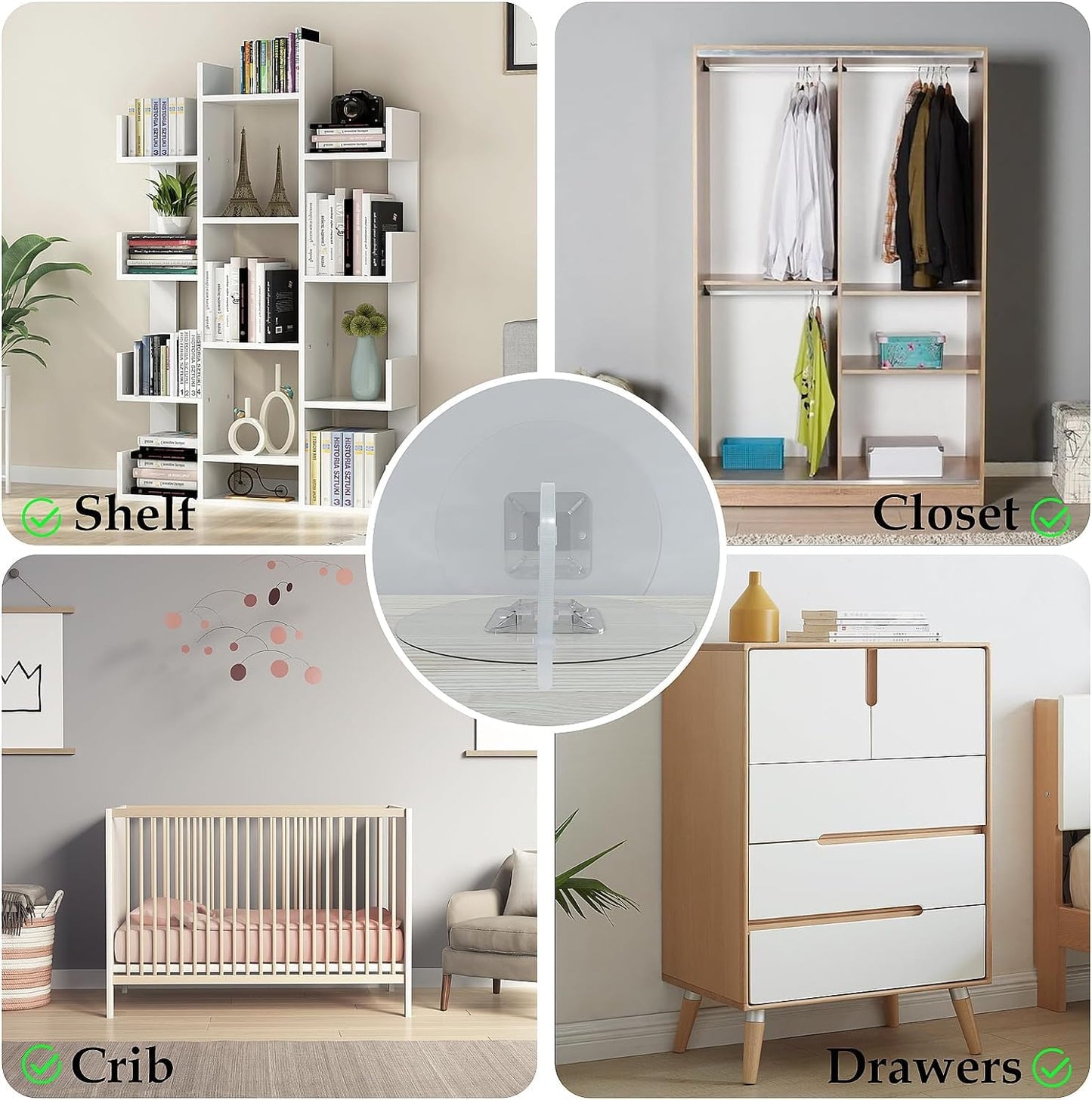 Furniture Anchors No Drill Upgraded Furniture Straps for Baby Proofing, Self-Adhesive Secure 168 Pound Furniture Prevent Falling Anti Tip Earthquake Straps for Child Safety（26pack）