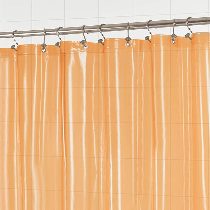Barossa Design Extra Long Shower Curtain Liner with 3 Magnets - 72" x 84" XL, Waterproof PEVA Lightweight Shower Liner for Bathroom, PVC Free, Metal Grommets - Clear Orange, 72x84