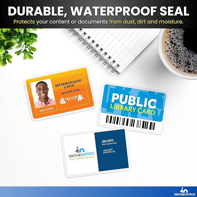 1InTheOffice Thermal Laminating Pouches 5 Mil, Business Card Laminating Pouches, Laminating Pouches for ID and Name Badge, 25 Pack