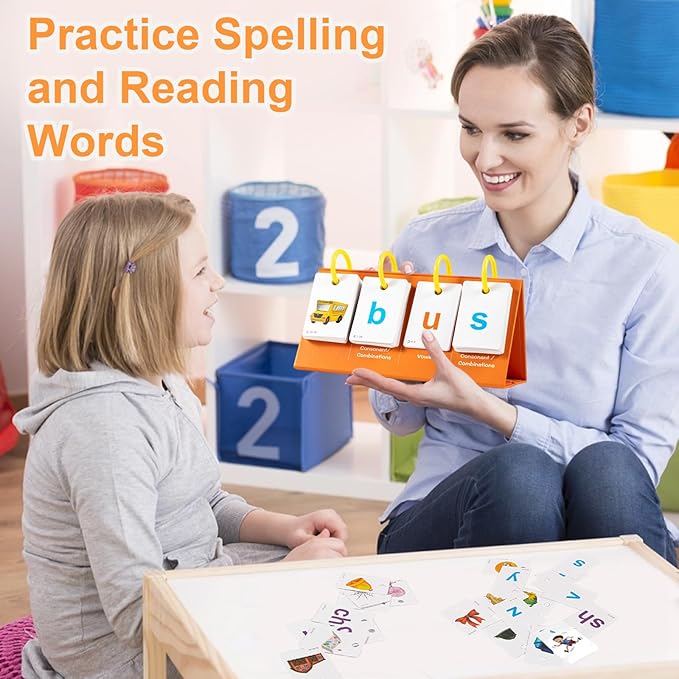 Phonics Flash Cards Learn to Read CVC Word Builder Games, Sight Words Games for Kindergarten Classroom Supplies, Preschool Phonics Learning Activity, Special Education Speech Therapy Toys