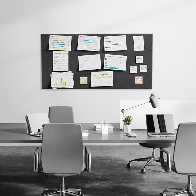 MaxGear Extra Large Cork Board for Wall 72" x 48", Black Bulletin Board, 6 Pack Felt Wall Tiles with Pushpins, Cork Boards for Office Push Pin Board Tack Board Felt Board