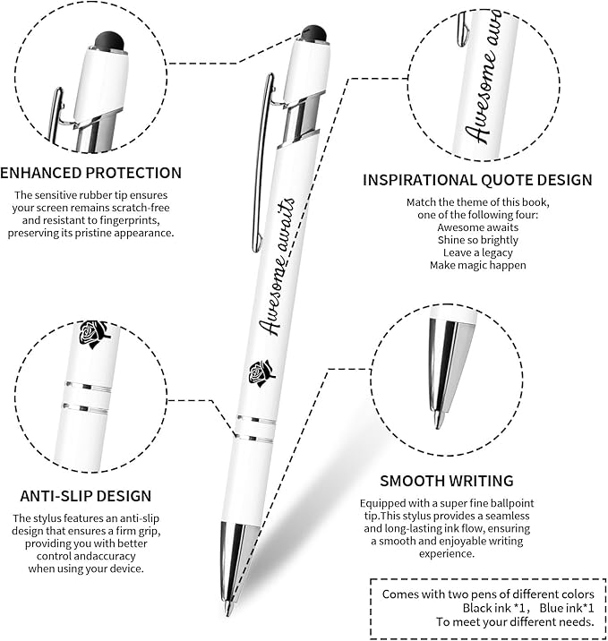 Premium Hardcover Executive Notebook and Pen Set - A5 Journal Notebook 192 Line Pages, 2 Smooth-Writing Ballpoint Pens, Arrow Sticky Notes - For Office & School Supplies Letter L Floral Design Brown