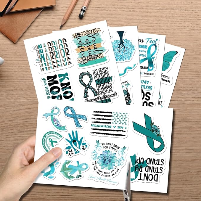 Support Squad Awareness Stickers Pack 50Pcs Vinyl Decals for Laptop Water Bottle Journal Scrapbook Waterproof Durable Set Teens Adults Advocates Mental Health