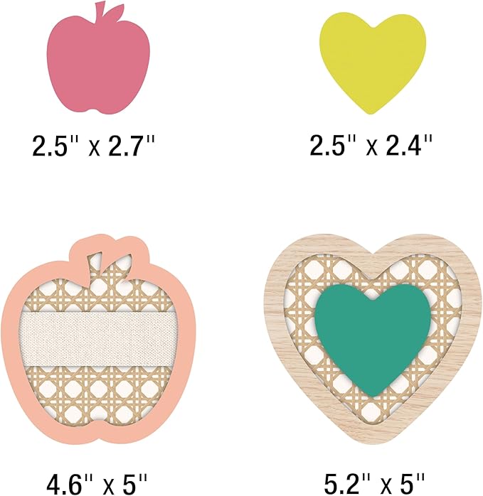 Carson Dellosa True to You 59-Piece This is One Sweet, Smart Bunch Motivational Bulletin Board Set, Heart and Apple Modern Décor for Bulletin Board, Cork Board, and Natural Classroom Decor, 110587
