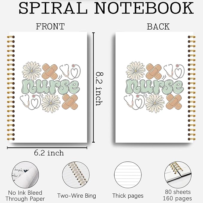 Trendy Floral Nurse Notebook, Nurse Gifts for Women Journal, Nurses Appreciation Gifts Journal, Nursing School Supplies, Nursing Hardcover Spiral Notebooks 5.5x8.3 Inch