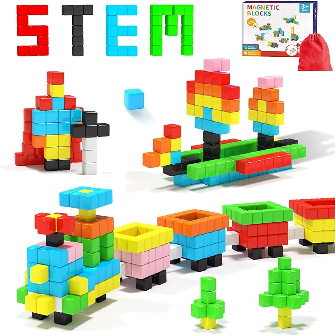 40pcs Magnetic Blocks -Ideal Gifts for 3 4 5 6 Year Old,STEM Learning Toys for 3-5 Year Old Boys & Girls, Safe & Strong Building Blocks with ASMR Sounds,Classroom Must Haves