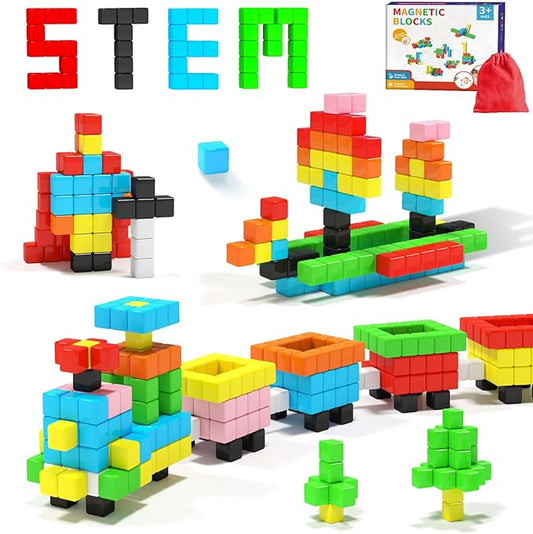 40pcs Magnetic Blocks -Ideal Gifts for 3 4 5 6 Year Old,STEM Learning Toys for 3-5 Year Old Boys & Girls, Safe & Strong Building Blocks with ASMR Sounds,Classroom Must Haves