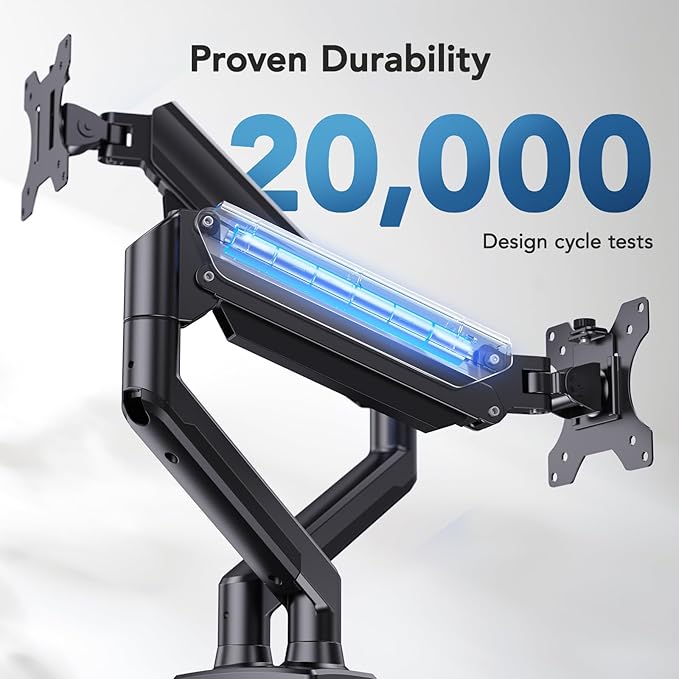 HUANUO Dual Monitor Mount for 2 Monitors up to 32 inches, Each Arm Holds Max 22lbs, Dual Monitor Stand with Advanced System, Height-Adjustable/Tilt/Swivel/Rotate, VESA Standard 75mm or 100mm