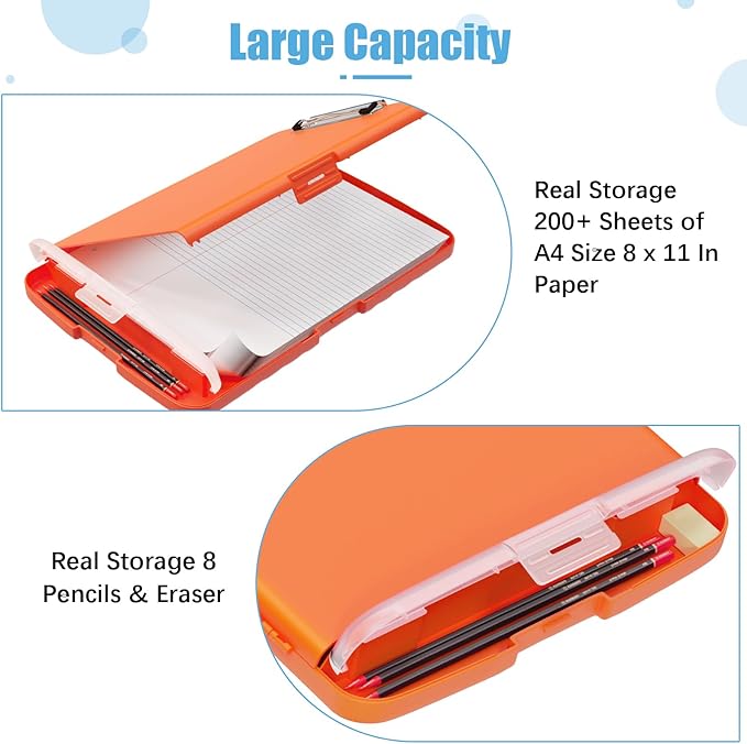 Hongri Clipboard with Storage with Pen Holder, Folder Nursing Clip Board 8.5 x 11 Foilo-Side Opening, High Capacity, Light Weight for Teachers, Classroom. Size 14 x 9.6 x 1.2 in(Orange)