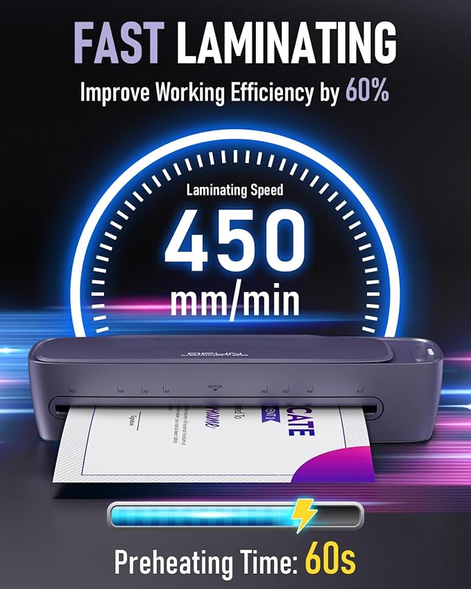 Laminator Machine 13 Inch Wide Thermal Lamination 9 in 1 Cold Hot A3 Laminating Machine for Teacher Personal, 60s Warm-Up No Jam laminator Machine 11x17 with 30 Laminating Sheets for Home Office Use