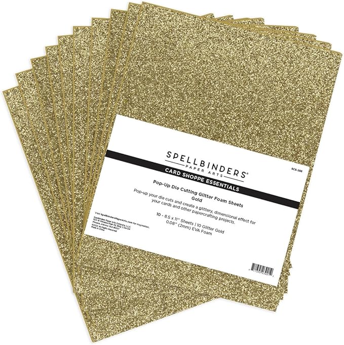 Spellbinders Pop-Up Die Cutting Glitter Foam Sheets - Gold