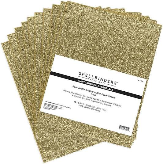 Spellbinders Pop-Up Die Cutting Glitter Foam Sheets - Gold
