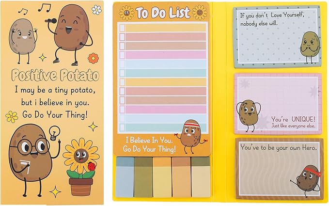 QPIXVB Potato Sticky Notes Set,Inspirational Gifts,Cute School Supplies,440 Sheets Sticky Notes,Office Christmas Gifts,Cute Desk Accessories,Potato Writing Memo Pads for Students Home School Supplies