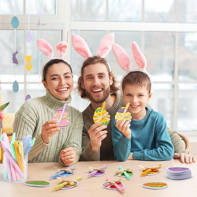 24 Set Easter Eggs Sticky Notes and Pens Set Easter Gifts Colorful Eggs Self Sticky Note Memo Pads with Pens for Classroom Office Supplies Goodies Bag Basket Stuffer Prizes