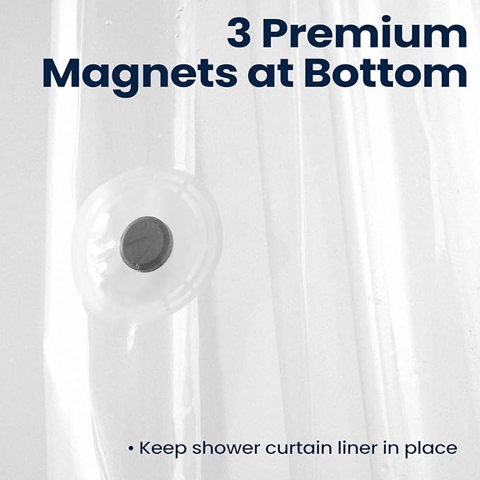 downluxe Frosted Shower Curtain Liner, PEVA Lightweight Plastic Shower Liner with 3 Magnets, 72" x 72" Waterproof Bathroom Curtain