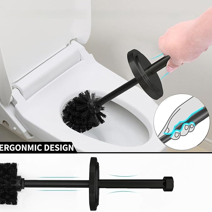 Matte Black Toilet Bowl Brush with Holder, Durable Bathroom Cleaning Tool, Modern Design for Easy Toilet Maintenance, Bathroom Cleaner Brush for Efficient Cleaning and Hygiene