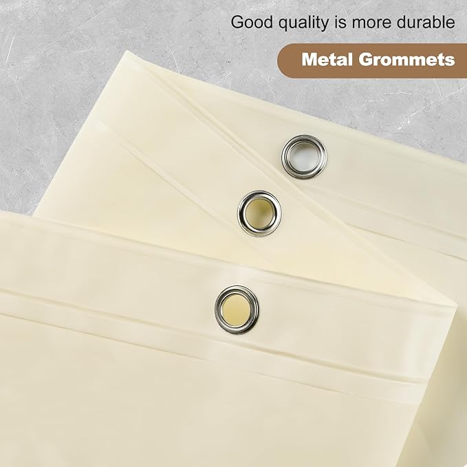 UFRIDAY Stall Shower Curtain Liner Long 48 x 78 inch, Beige Shower Liner with 3 Large Magnets, Narrow Cloth Bathroom Curtain Extra Long for Single Stall