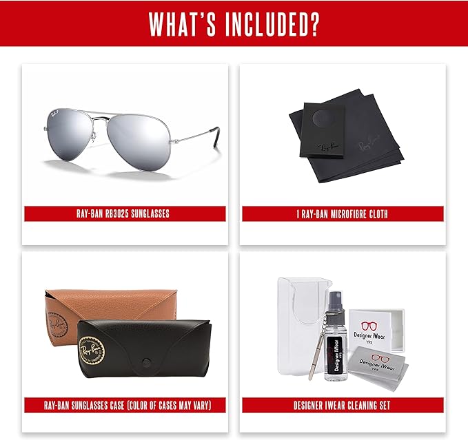 Ray-Ban RB3025 Metal POLARIZED Aviator Sunglasses For Men For Women +BUNDLE with ACCESSORY EYEWEAR KIT