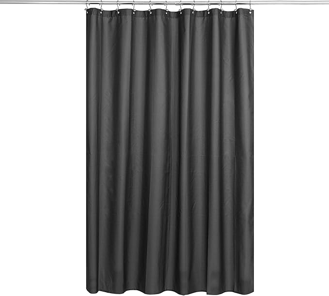 N&Y HOME Fabric Shower Curtain or Liner with Magnets Dark Charcoal Grey - Hotel Quality, Machine Washable, Water Repellent - Graphite Gray, 72x72