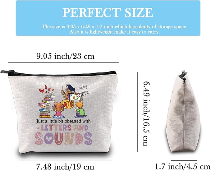 GJTIM Reading Coach Teacher Interventionist Specialist Literacy Gift literacy education gift Phonics Gift Zipper Pouch Makeup Bag (Letters and Sounds Bag)