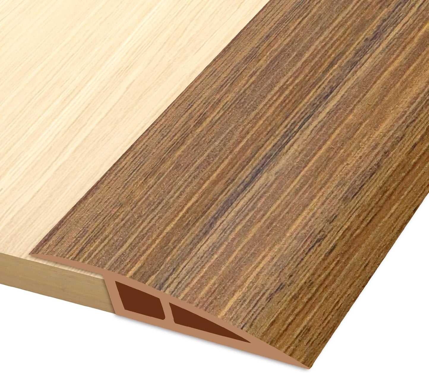Vinyl Door Threshold Flooring Transition Strip Self Adhesive Carpet Edging Strip for Laminate Doorway Edge Threshold from 3/5" to 4/5" (Light Brown Wood Grain, 6.6 Ft)