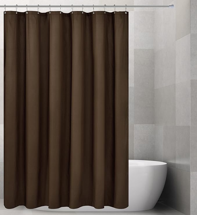 Barossa Design Soft Microfiber Fabric Shower Liner or Curtain, Hotel Quality, Machine Washable, Water Repellent, Chocolate Brown, 70 x 72 inches