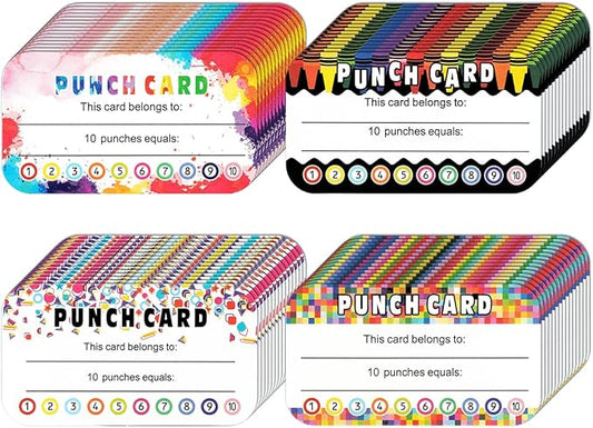 320 Pieces Punch Cards Incentive Student Reward Card Awards Loyalty Cards for Classroom Kids Behavior Teachers Students Business Punch 3.5 x 2 Inch（4 Styles）