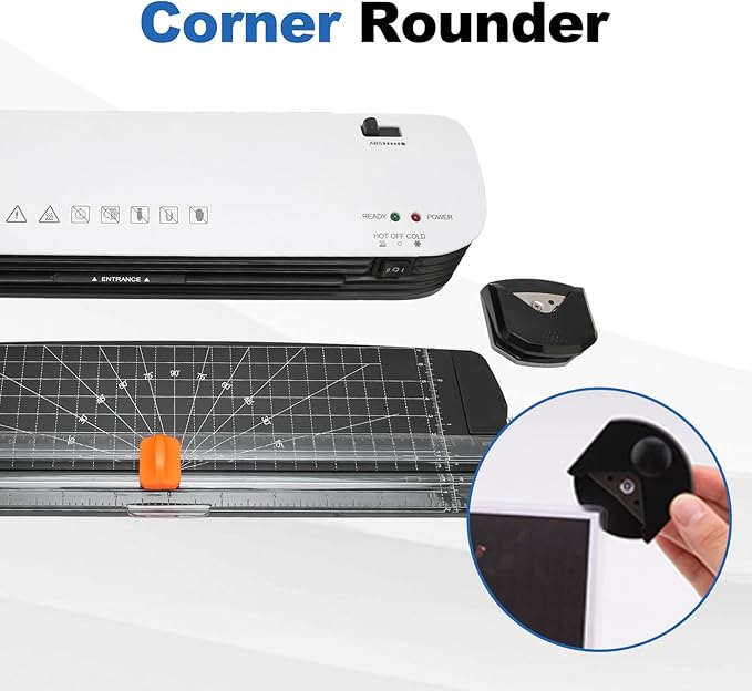 ASHATA SL299 Thermal Laminator Machine, 9 inch Hot Cold Laminating Machine with Paper Cutter and Corner Rounder, Anti Jam Lamination Machine for Laminate Recipe Cards, Photos and