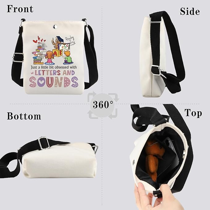GJTIM Reading Coach Teacher Interventionist Specialist Literacy Gift literacy education gift Phonics Gift Zipper Pouch Makeup Bag (Letters and Sounds CB)