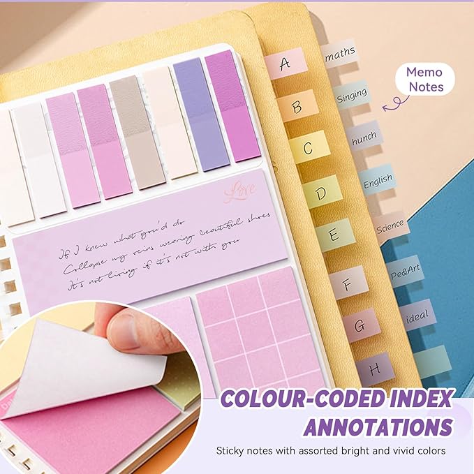 2Pcs Multi-Functional Sticky Note Combination Notebook, 220 Stickers +60 Inner Pages. Suitable for Office and Study Supplies (Pink)