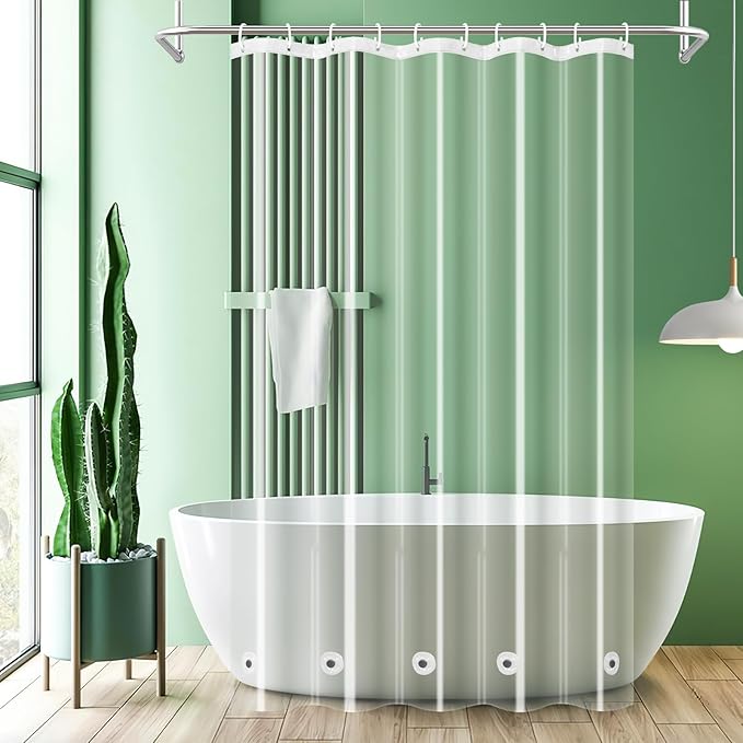 UFRIDAY Clear Shower Stall Curtain Liner 60 x 72inch, EVA Waterproof Weighted Clear Shower Liner with Magnets,Narrow Small Shower Curtain Liner 60 inch Wide for Bathroom or Window