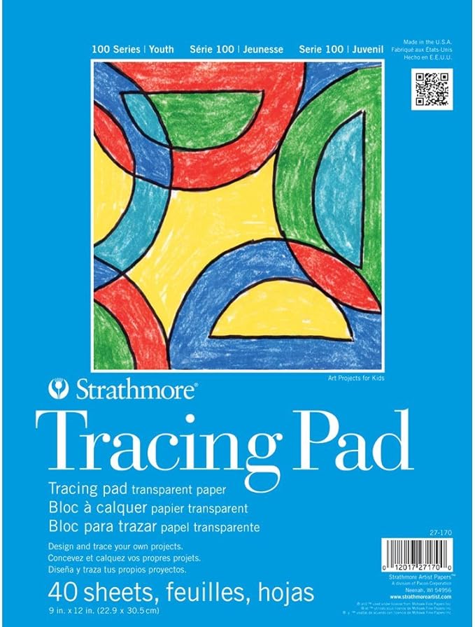 Strathmore (27-170 100 Series Youth Tracing Pad, 9"x12" Tape Bound, White, 40 Sheets