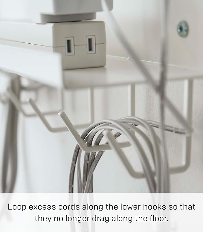 Yamazaki Home Smart Under-Desk Cable & Router Storage Rack Organizer Rack for Minamlist Office - Steel