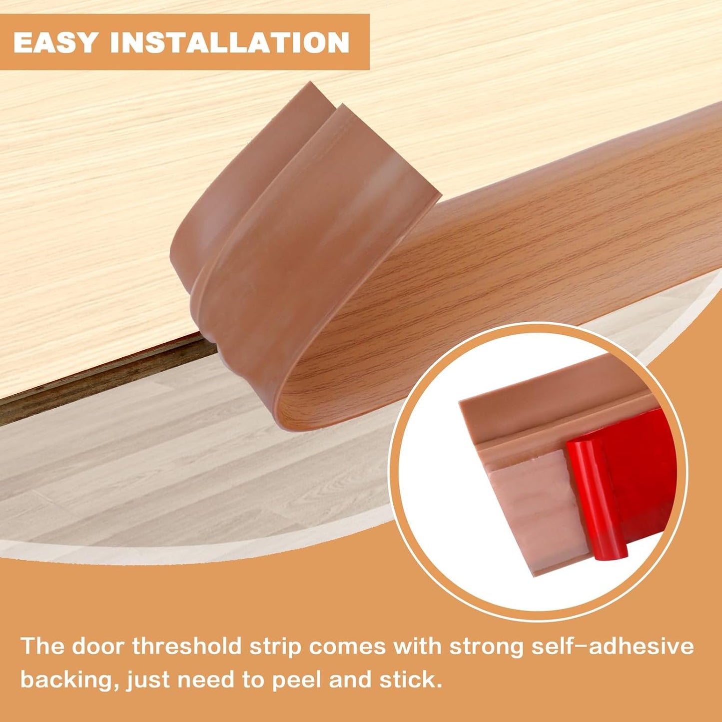 Vinyl Door Threshold Flooring Transition Strip Self Adhesive Carpet Edging Strip for Laminate Doorway Edge Threshold from 1/5" to 2/5" (Yellow Wood Grain, 6.6 Ft)