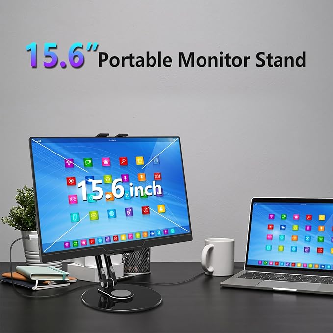 Bimo Tablet Stand Holder for ipad,Portable Monitor Stand Holder for 15.6'',16'',360°Rotate Base for 4.7''-16'' Kindle,Store Cash Register Office Reception Kitchen Desktop Display