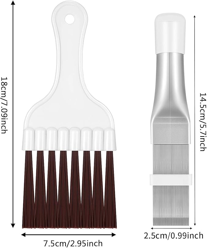Boao Air Conditioner Condenser Fin Comb, Fin Cleaning Brush Air Conditioner Coil Cleaner Refrigerator Coil Cleaning Whisk Brush Evaporator Radiator Repair Tool(2 Pieces)
