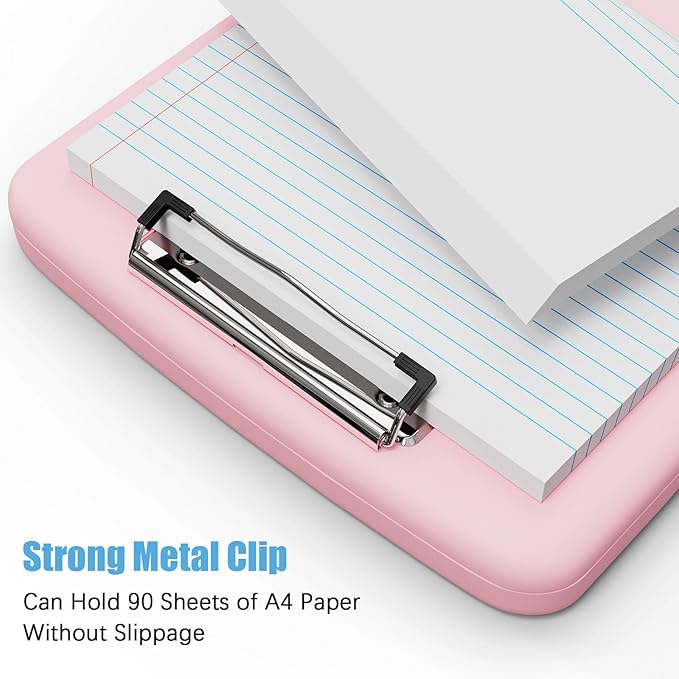 Hongri Clipboard with Storage with Pen Holder, Folder Nursing Clip Board 8.5 x 11 Foilo-Side Opening, High Capacity, Light Weight for Teachers, Classroom. Size 14 x 9.6 x 1.2 in(Pink)