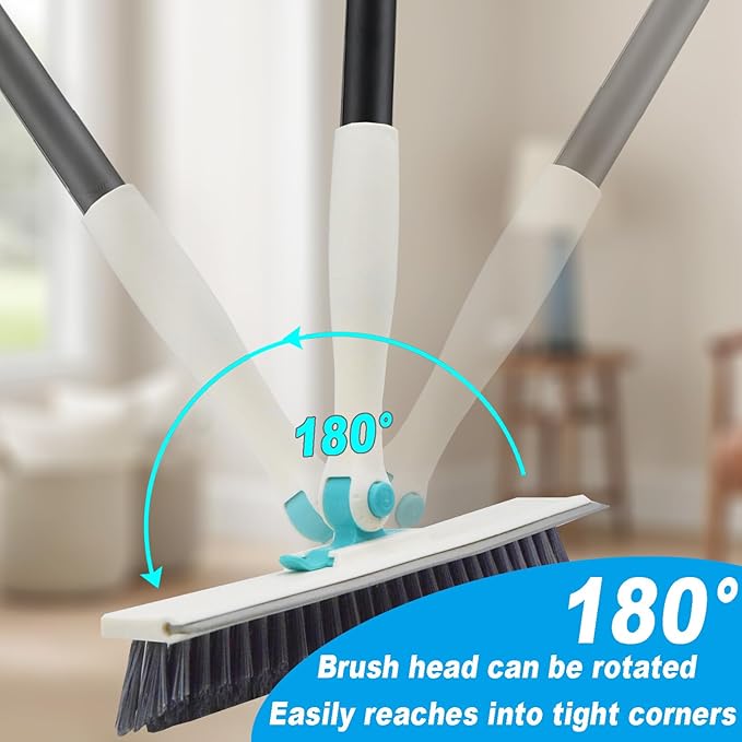 Grout Brush with Long Handle V Shape Floor Scrub Brush Stiff Bristle Grout Scrubber for Cleaning Bathroom Garage Kitchen Wall Tub Tile (1, White)