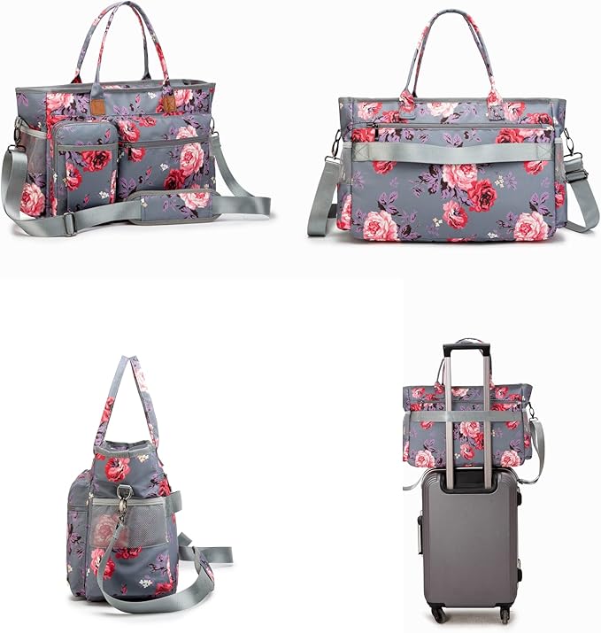 Rabjen Nurse Tote Bag for Work with Padded 15.6” Laptop Sleeve, Medical Supplies Shoulder Bag for Home Health Care