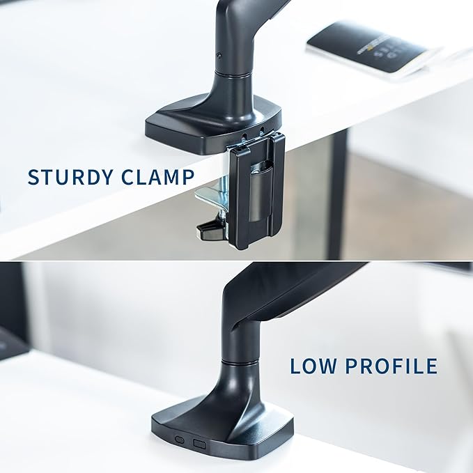 VIVO Premium Aluminum Heavy Duty Single Monitor Arm for Ultrawide Monitor up to 40 inches and 24 lbs, Desk Mount Stand, Pneumatic Height, Max VESA 100x100, Black, STAND-V101Q