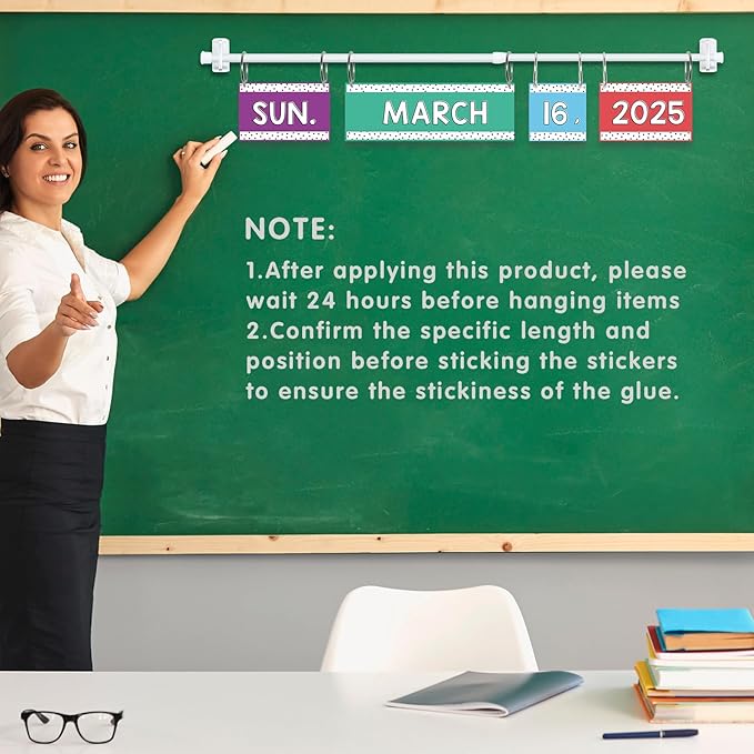Rainbow Flip Calendar Board Set with Holder, Colorful Classroom Calendar Bulletin Board with Adjustable Rob Rainbow Date Cards for School Classroom Home Decoration Supplies