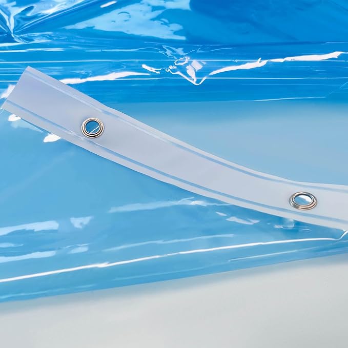 Barossa Design Clear Blue Stall Shower Curtain Liner with 3 Magnets - 36" x 72" Waterproof PEVA Plastic Narrow Shower Liner Lightweight for Small Bathroom, Metal Grommets - Clear Blue