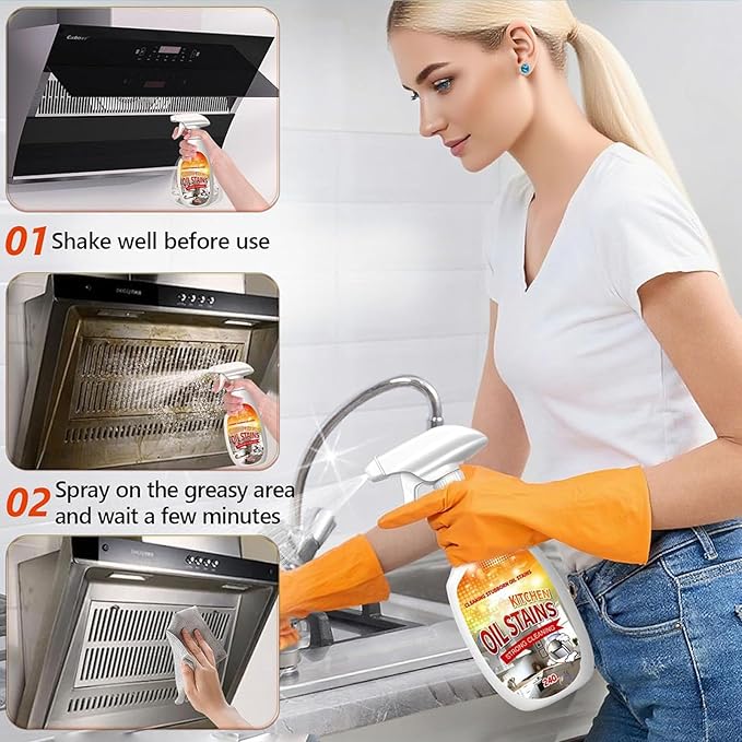 Fiell Heavy-Duty Kitchen Degreaser Foam Cleaner,Clean Kitchen up Oil Stains Spray,Multi Functiona Foam Cleaner Spray,Degreaser Cleaner Heavy Duty (2PC)